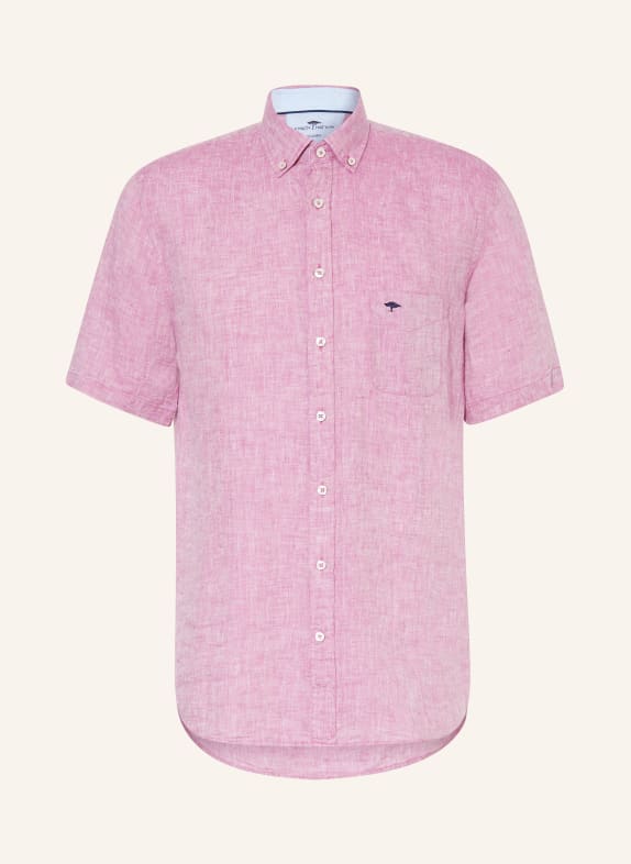 FYNCH-HATTON Short sleeve shirt comfort fit in linen PINK