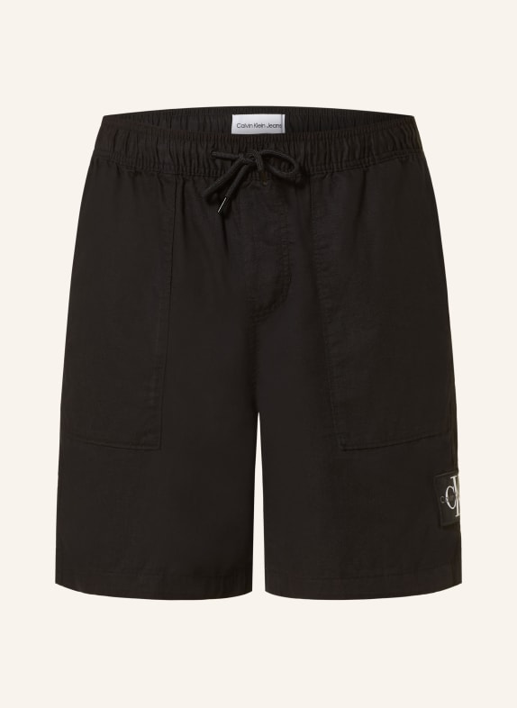 Calvin Klein Jeans Shorts mit Leinen SCHWARZ
