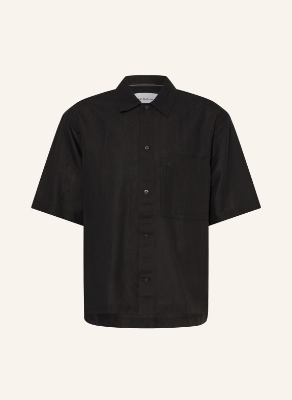 Calvin Klein Jeans Short sleeve shirt relaxed fit with linen BLACK