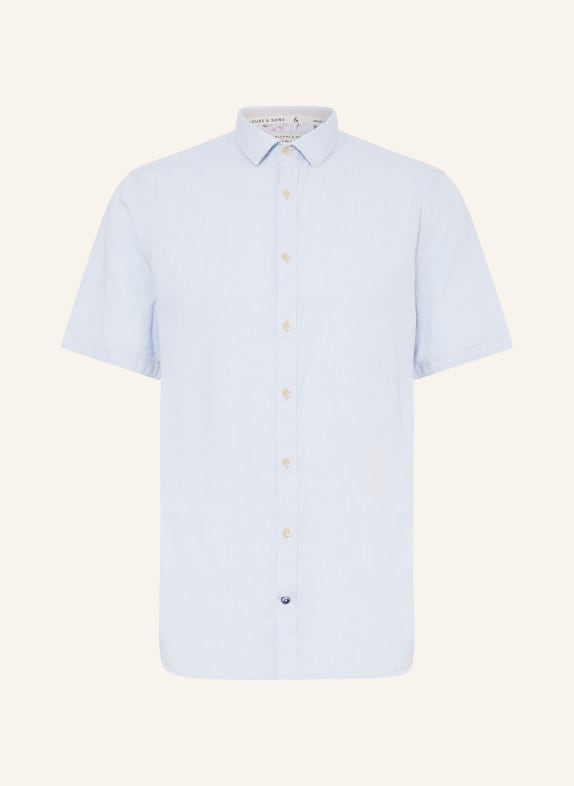 COLOURS & SONS Short sleeve shirt regular fit with linen LIGHT BLUE
