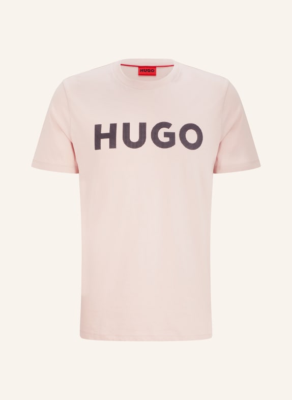 HUGO T-shirt DULIVIO JASNORÓŻOWY/ CZARNY