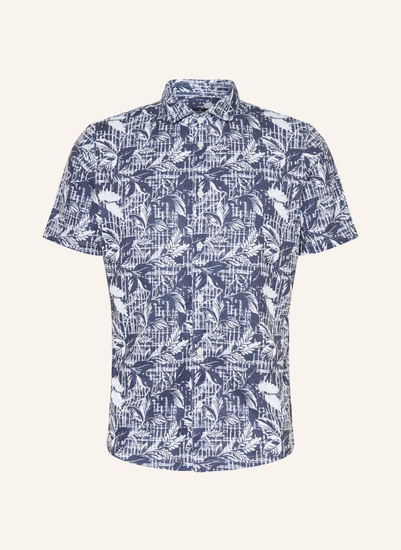RAGMAN Kurzarm-Hemd Modern Fit aus Jersey DUNKELBLAU/ WEISS