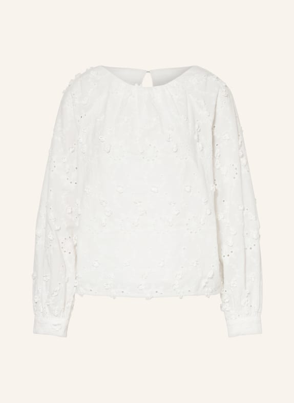 Y.A.S. Shirt blouse with broderie anglaise WHITE