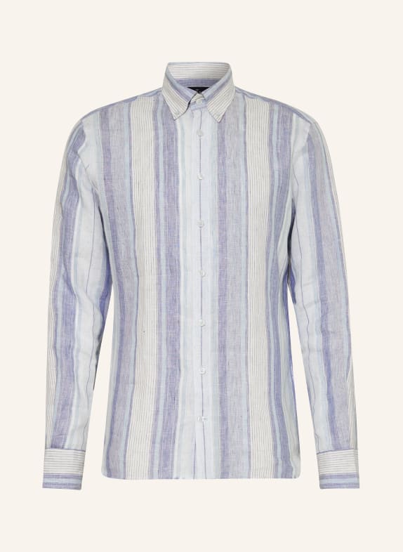 HACKETT LONDON Linen shirt slim fit BLUE/ BLUE GRAY/ WHITE