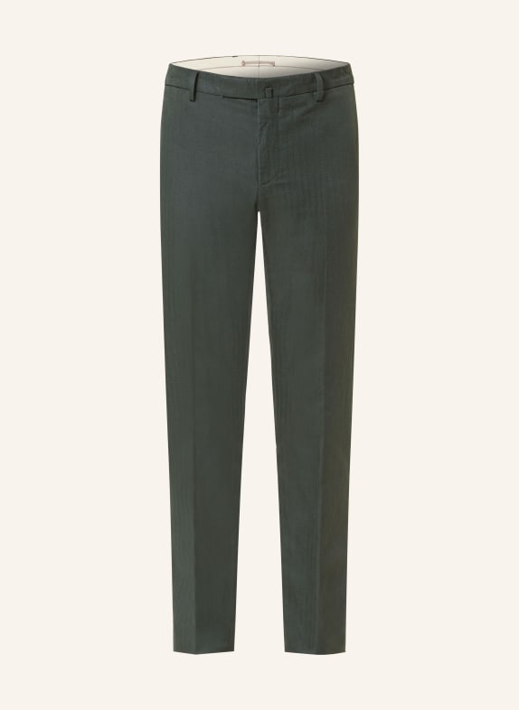 HACKETT LONDON Spodnie garniturowe slim fit z lnem 670 BOTTLE GREEN
