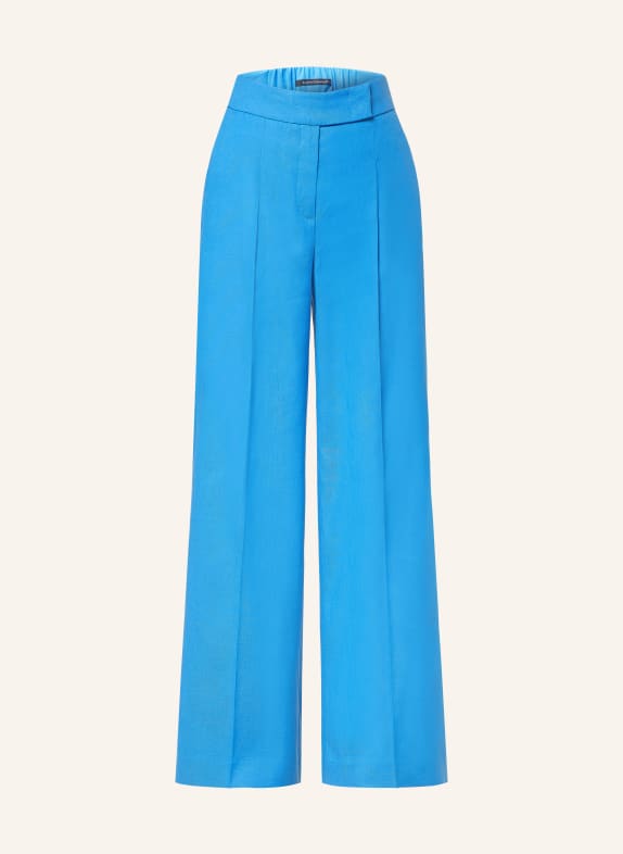 LUISA CERANO Wide leg trousers with linen BLUE