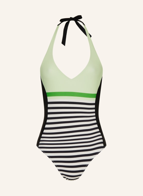 FIRE+ICE Halter neck swimsuit ZAHARA BLACK/ WHITE/ LIGHT GREEN