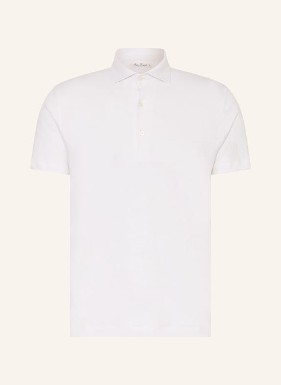 Stefan Brandt Knitted polo shirt LAURIN in linen WHITE