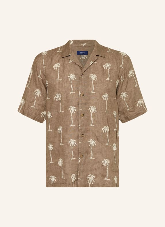 ETON Resort shirt comfort fit in linen BROWN/ CREAM