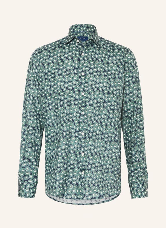 ETON Linen shirt comfort fit GREEN/ DARK BLUE/ WHITE
