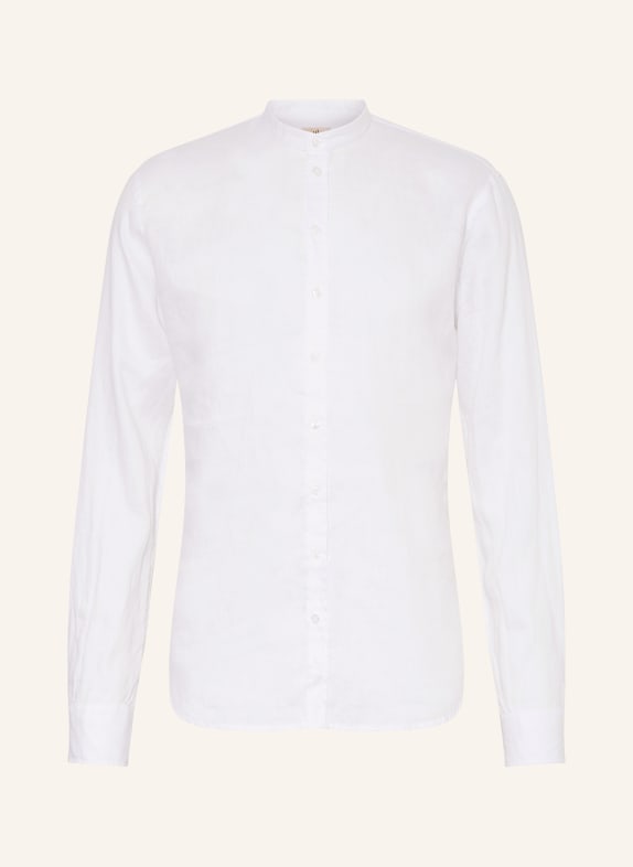 Q1 Manufaktur Linen shirt slim relaxed fit with stand-up collar WHITE