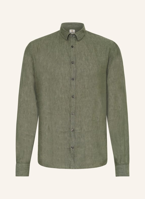 Q1 Manufaktur Linen shirt slim relaxed fit DARK GREEN