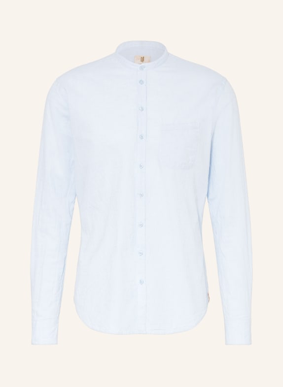 Q1 Manufaktur Shirt slim relaxed fit with stand-up collar and linen LIGHT BLUE