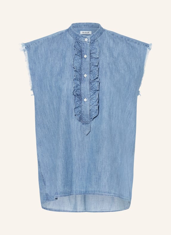 SoSUE Blouse top BARCELONA with ruffles BLUE