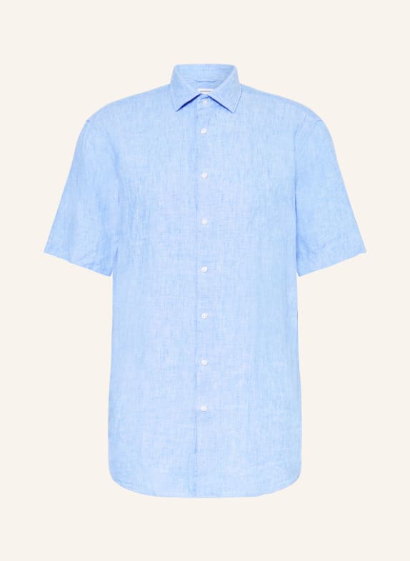 seidensticker Lněná košile s krátkým rukávem Regular Fit TMAVĚ MODRÁ