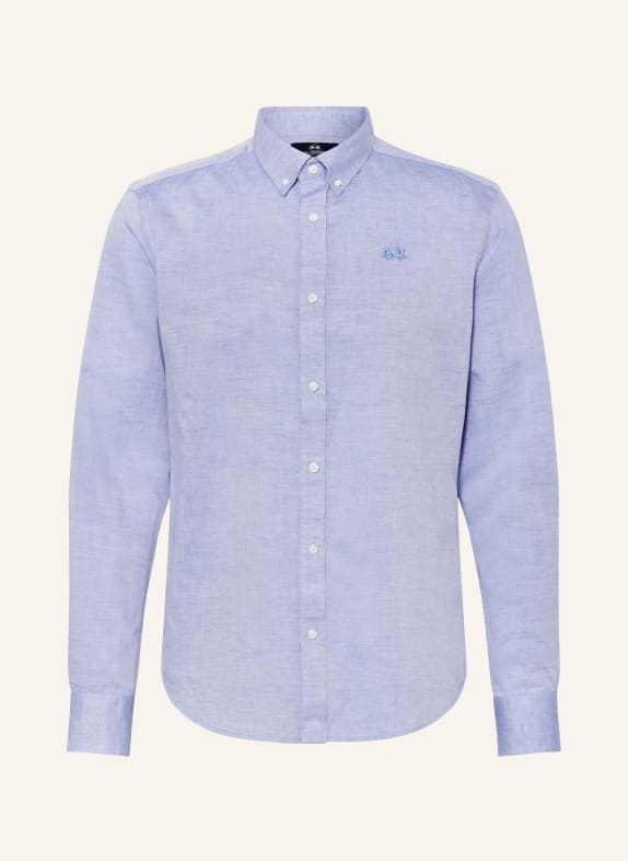 LA MARTINA Shirt regular fit with linen LIGHT BLUE