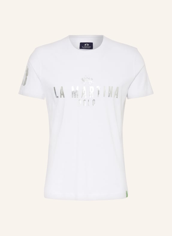 LA MARTINA T-shirt BIAŁY/ SREBRNY