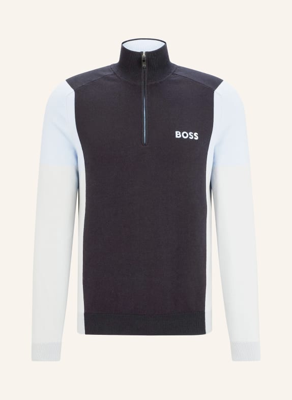 BOSS Half-zip sweater ZELCHIOR DARK BLUE/ LIGHT BLUE/ LIGHT GRAY