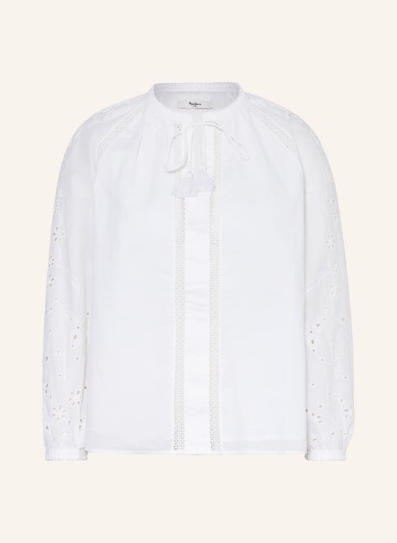 Pepe Jeans Blouse EWAN with lace and decorative beads WHITE