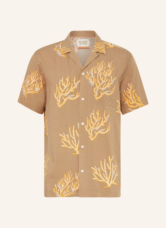 SCOTCH & SODA Short sleeve shirt regular fit TAUPE/ ORANGE/ GRAY