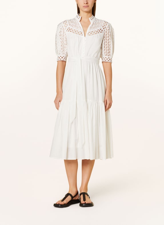 SUNCOO Dress CARLA with broderie anglaise WHITE