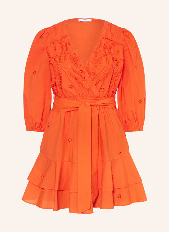 SUNCOO Dress CLIFF with broderie anglaise and 3/4 sleeves ORANGE