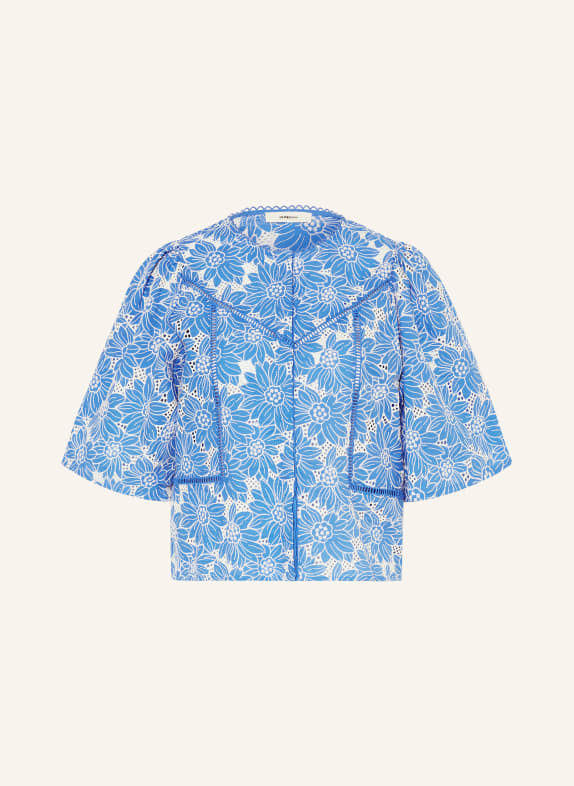 SUNCOO Shirt blouse LOVELY with lace BLUE/ ECRU