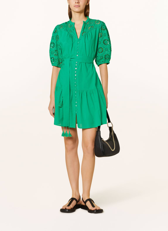 SUNCOO Dress CAMY with broderie anglaise GREEN