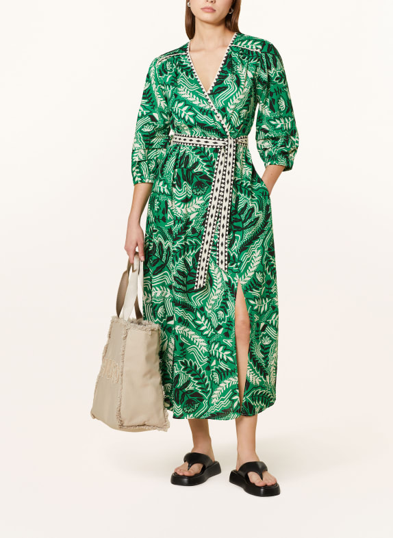 SUNCOO Dress CABARET with 3/4 sleeves GREEN/ WHITE/ BLACK