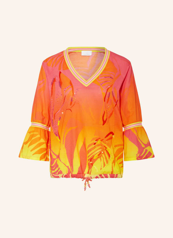 SPORTALM Shirt blouse with decorative beads and 3/4 sleeves PINK/ ORANGE/ YELLOW
