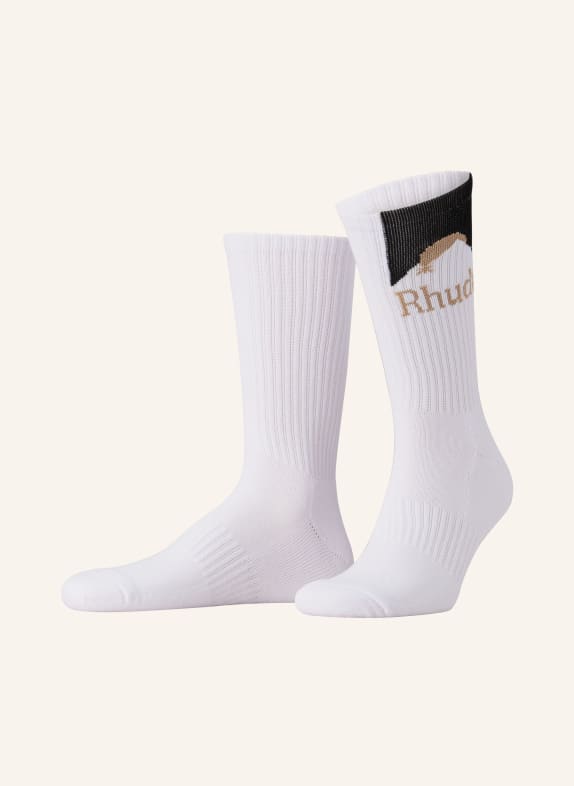 RHUDE Ponožky MOONLIGHT 2148 WHITE/BLACK/YELLOW