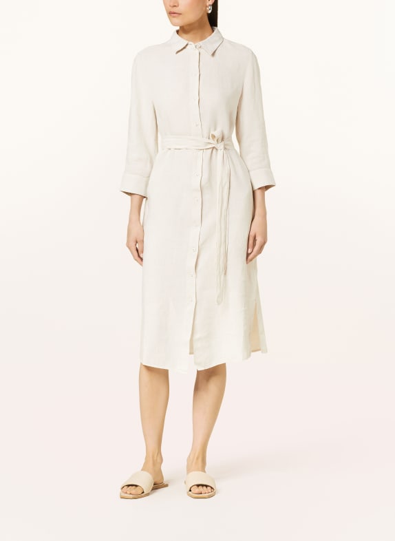 oui Shirt dress made of linen with 3/4 sleeves CREAM