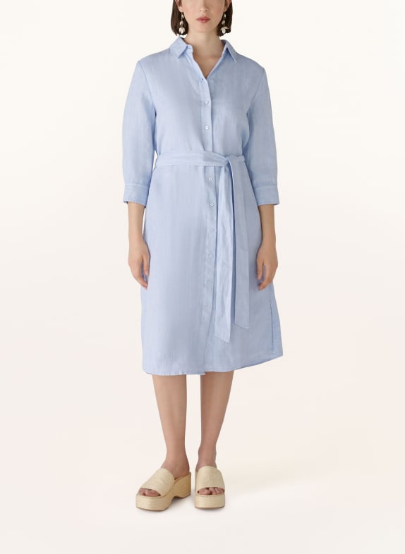 oui Shirt dress made of linen with 3/4 sleeves LIGHT BLUE