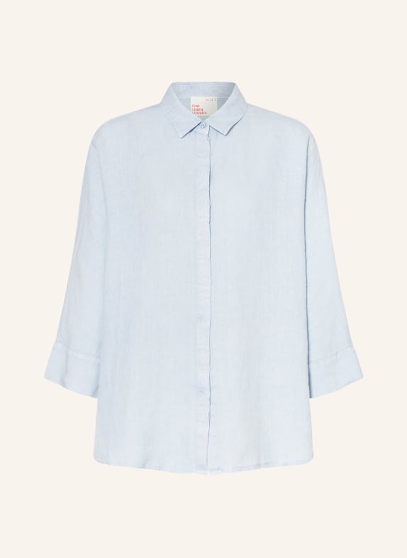 oui Linen blouse with 3/4 sleeves LIGHT BLUE