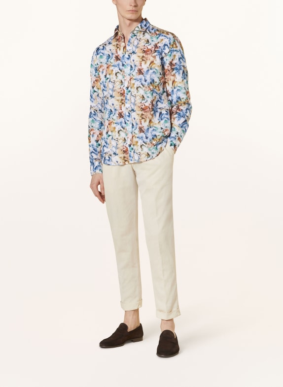 OLYMP Linnedskjorte Casual regular fit BLÅ / GRØN / BRUN