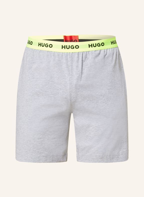 HUGO Pajama shorts LINKED GRAY/ NEON GREEN/ YELLOW