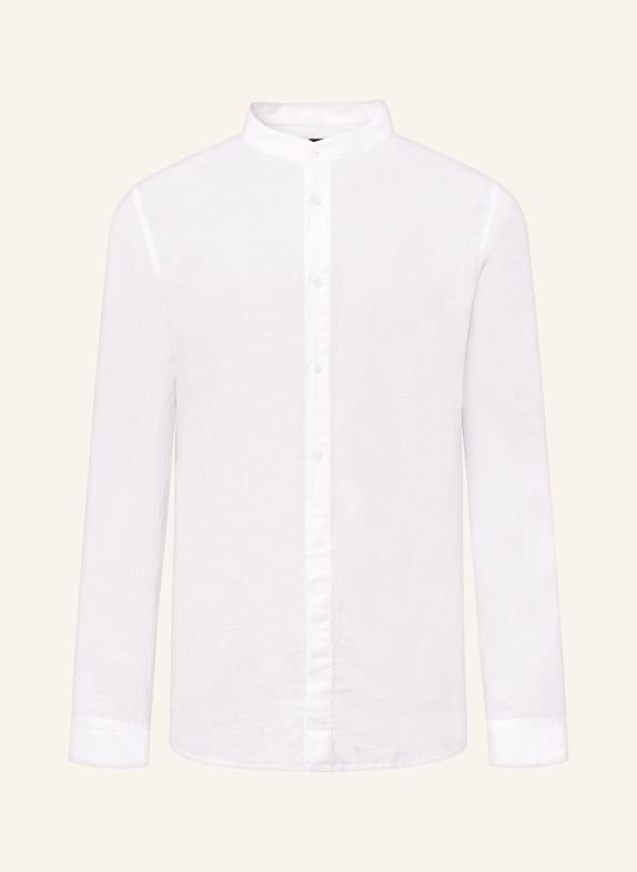 STRELLSON Shirt CONELL comfort fit with linen and stand-up collar WHITE
