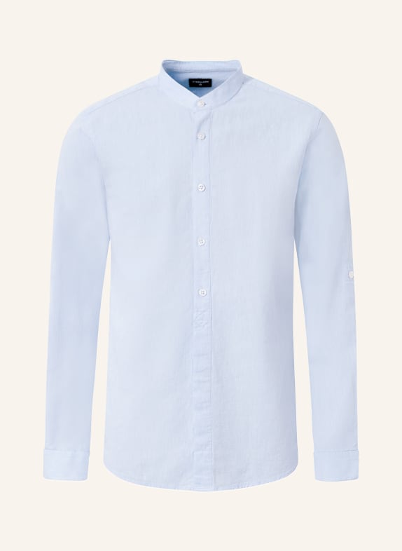 STRELLSON Shirt CONELL comfort fit with linen and stand-up collar LIGHT BLUE