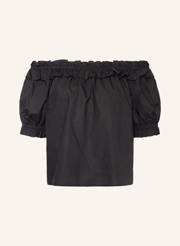 darling harbour Shirt blouse with ruffles BLACK