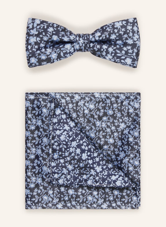 MONTI Set: Bow tie and pocket square DARK BLUE/ LIGHT BLUE