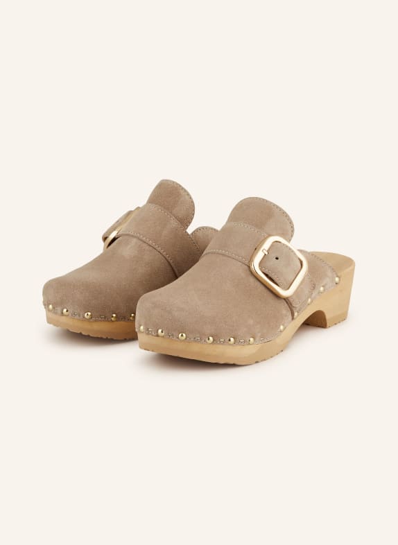 SOFTCLOX Mules TESSA with rivets TAUPE