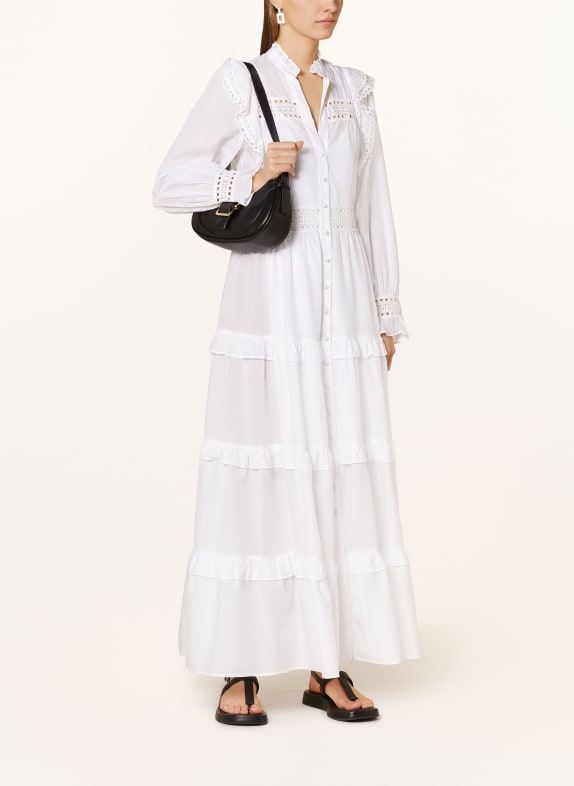 IVY OAK Shirt dress DENISA with broderie anglaise and ruffles WHITE