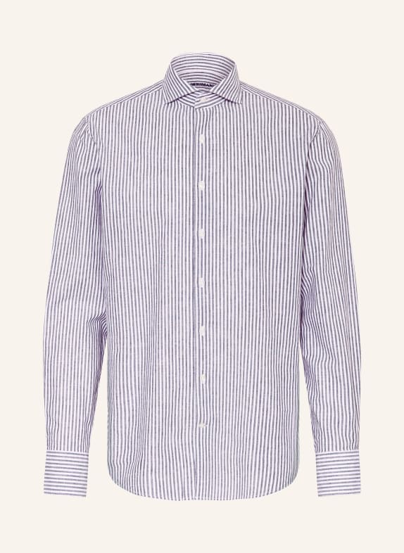 STROKESMAN'S Shirt regular fit with linen DARK BLUE/ WHITE