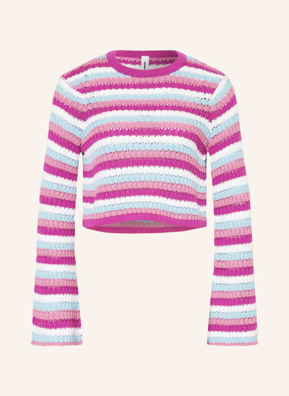 SOMETHINGNEW Cropped-Pullover SNRIHANNA FUCHSIA/ TÜRKIS/ WEISS