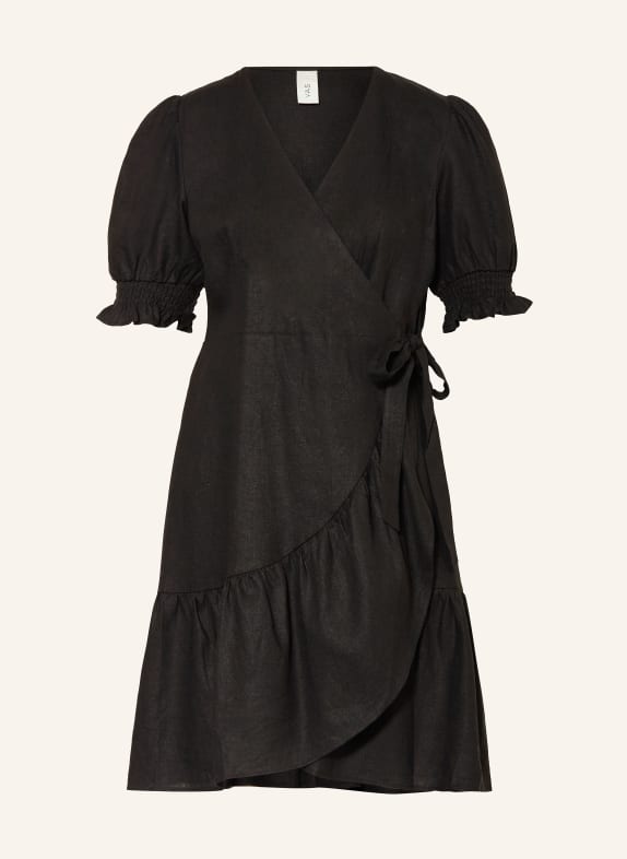 Y.A.S. Wrap dress with linen BLACK