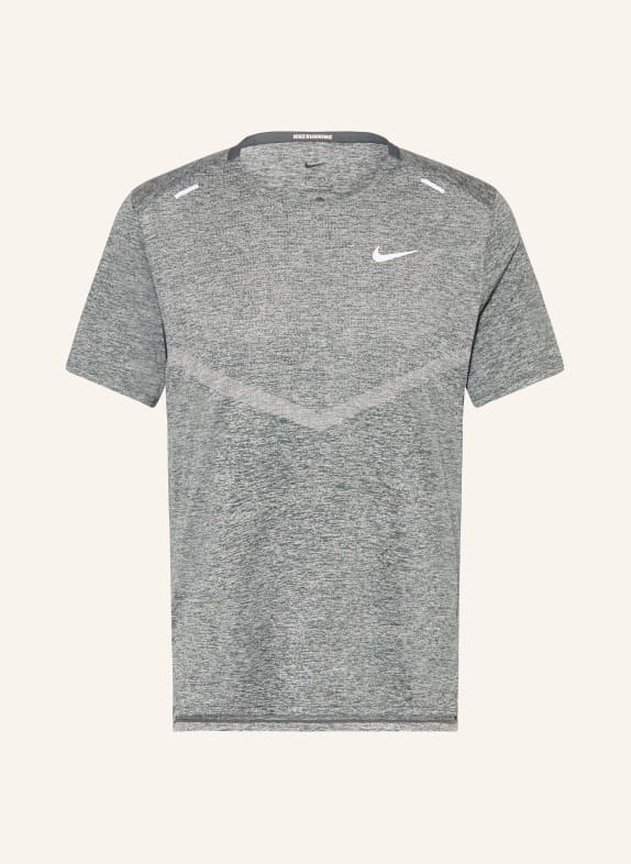 Nike Běžecké tričko RISE 365 ZELENÁ/ SVĚTLE ŠEDÁ