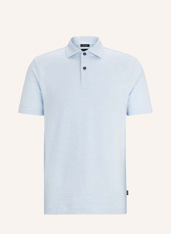 BOSS Piqué polo shirt PRESS regular fit with linen LIGHT BLUE