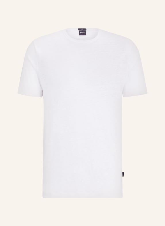 BOSS T-shirt TIBURT made of linen WHITE