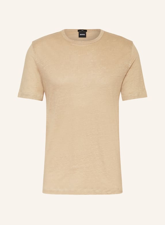 BOSS T-shirt TIBURT made of linen BEIGE