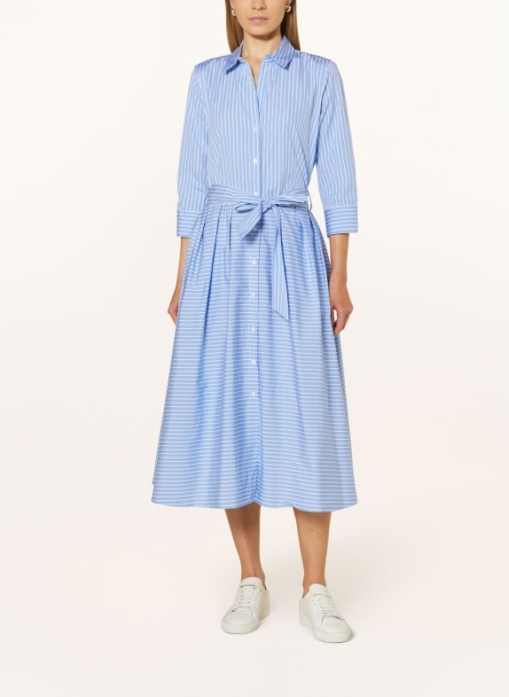 rossana diva Shirt dress with 3/4 sleeves LIGHT BLUE/ WHITE